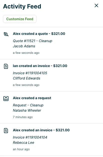 Activity feed