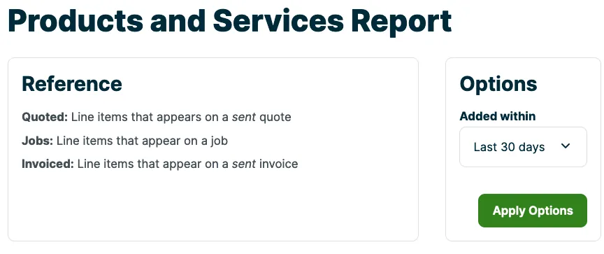 filter options for the report. There is a dropdown for added within